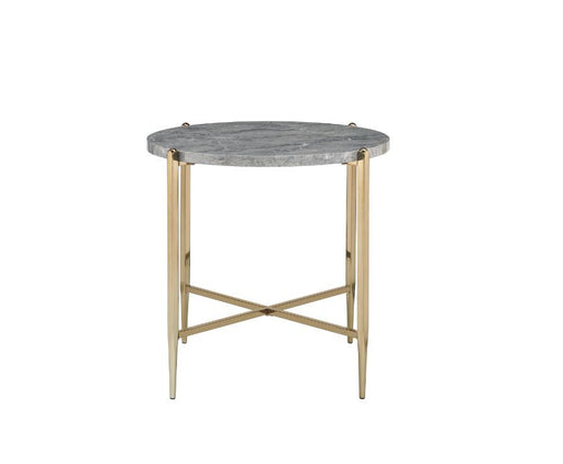 Tainte - End Table - Faux Marble Top & Champagne - R&R Furniture Gallery (Fountain Valley, CA)
