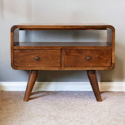 Solid Wood Curved Media Unit - R&R Furniture Gallery (Fountain Valley, CA)