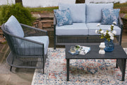 Bridges Beach - Loveseat, Lounge Chairs, Table Set (Set of 4) - Gray - R&R Furniture Gallery (Fountain Valley, CA)