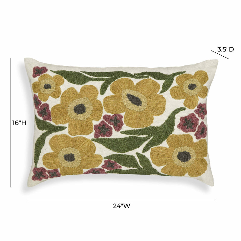 Blossom - Embroidered Daisy Wool Accent Cushion - Multi - R&R Furniture Gallery (Fountain Valley, CA)