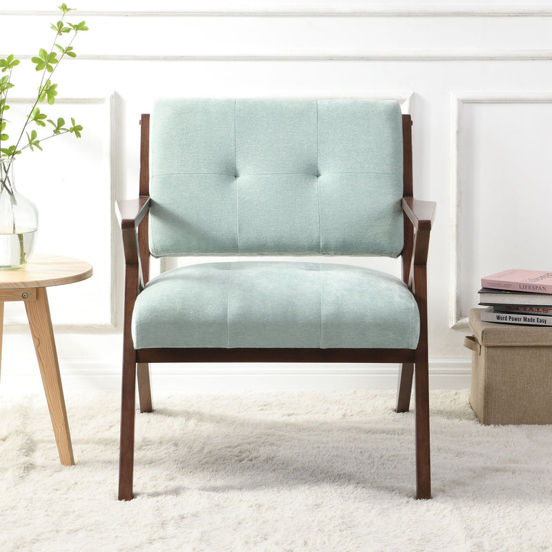Modern Accent Chair With Plush Cushions, Angled Arm Design - Green - R&R Furniture Gallery (Fountain Valley, CA)