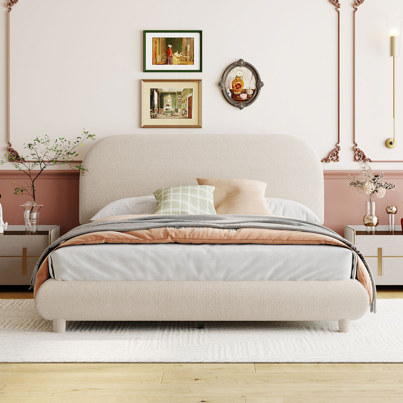 Upholstered Platform Bed With Thick Solid Frame And Stylish Curve-Shaped Design - R&R Furniture Gallery (Fountain Valley, CA)