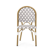 Noble House French Bistro Chair with durable rattan and aluminum frame, armless design, ideal for stylish indoor or outdoor dining.