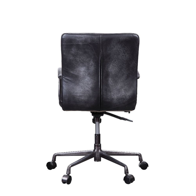 Barack - Office Chair - Vintage Black Top Grain Leather & Aluminum - R&R Furniture Gallery (Fountain Valley, CA)