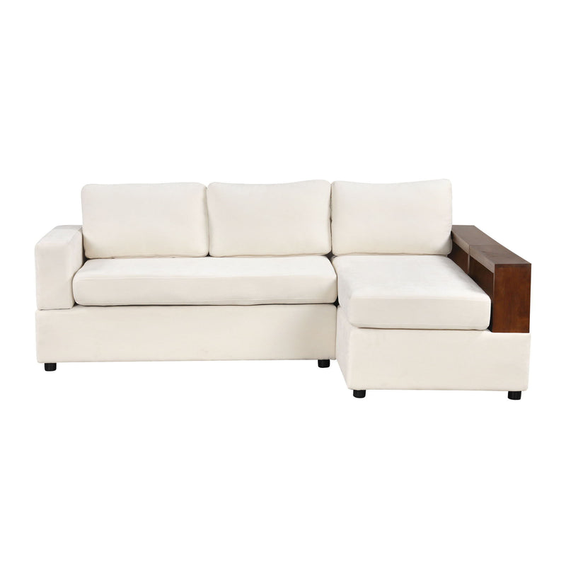 Noble House stationary sectional sofa with upholstered cushions and reversible armrests, ideal for modern living room seating.