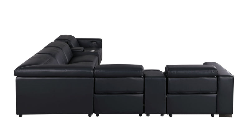 1208 - 8 Piece L Shaped Leather Sectional With 4 Power Recliners & Power Headrests