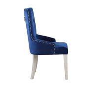 Varian - Side Chair - Blue Fabric & Antique Platinum - R&R Furniture Gallery (Fountain Valley, CA)