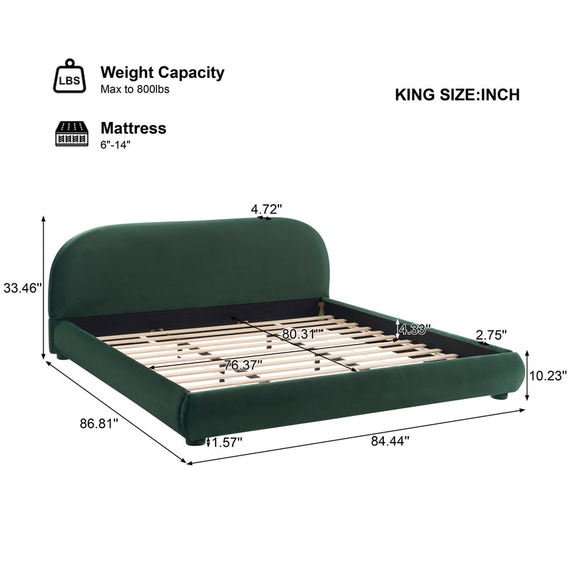 Upholstered Simple Modern Bedroom Bed With Curved Headboard - R&R Furniture Gallery (Fountain Valley, CA)