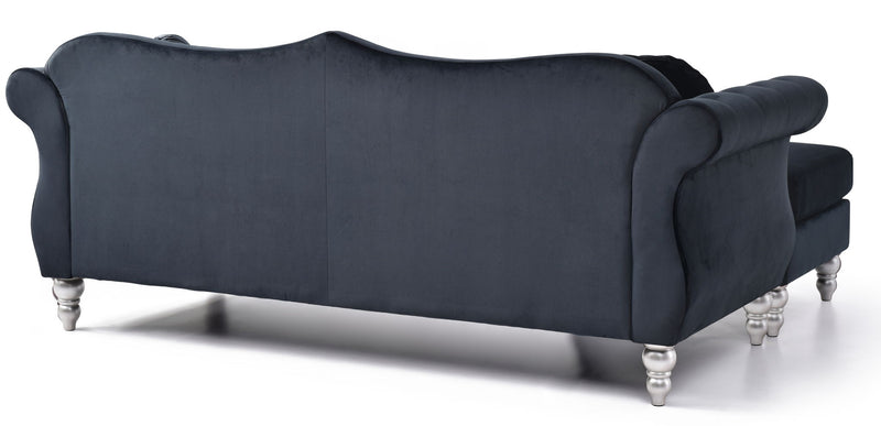Glory Furniture Hollywood stationary sectional sofa with chaise, beige fabric, plush cushions, and modern design.