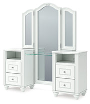 Kozlani - Vanity With Mirror - White - R&R Furniture Gallery (Fountain Valley, CA)