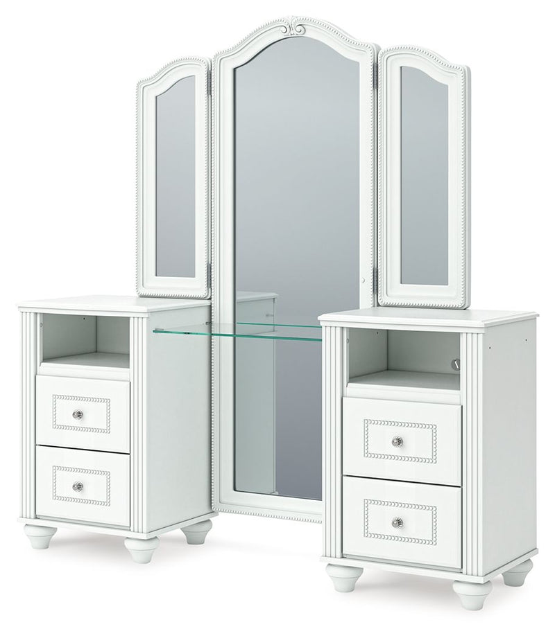 Kozlani - Vanity With Mirror - White - R&R Furniture Gallery (Fountain Valley, CA)