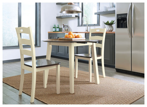 Woodanville - Round DRM Drop Leaf Table - Cream / Brown - R&R Furniture Gallery (Fountain Valley, CA)