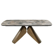 Malika - Ceramic Top Dining Table - Gray & Copper Cross Brushed - R&R Furniture Gallery (Fountain Valley, CA)