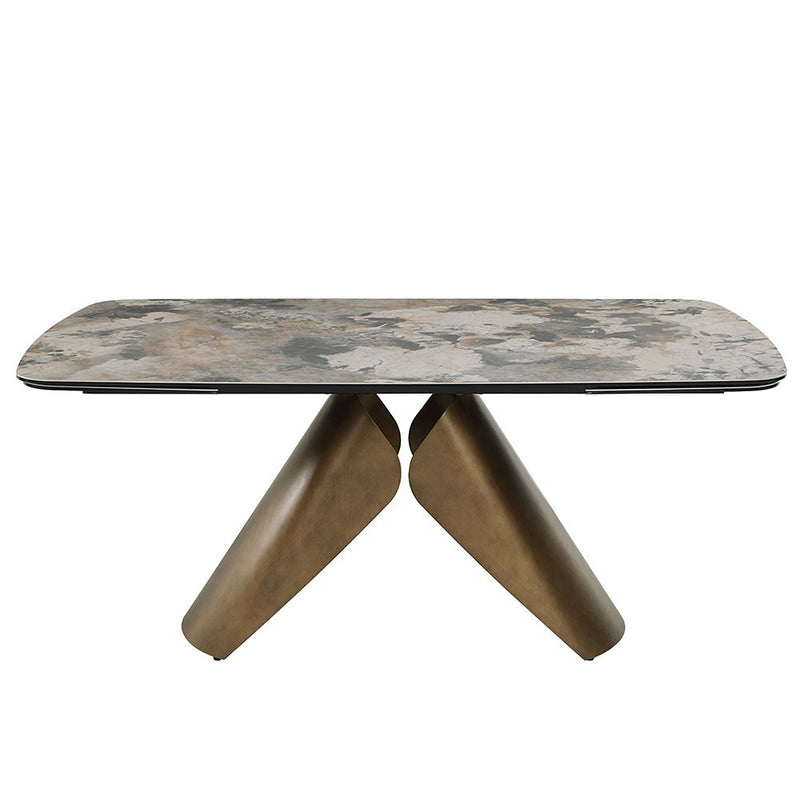 Malika - Ceramic Top Dining Table - Gray & Copper Cross Brushed - R&R Furniture Gallery (Fountain Valley, CA)