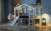 Loft House Bed With Ladder And Slide, With board And Light Strip On The Roof - R&R Furniture Gallery (Fountain Valley, CA)