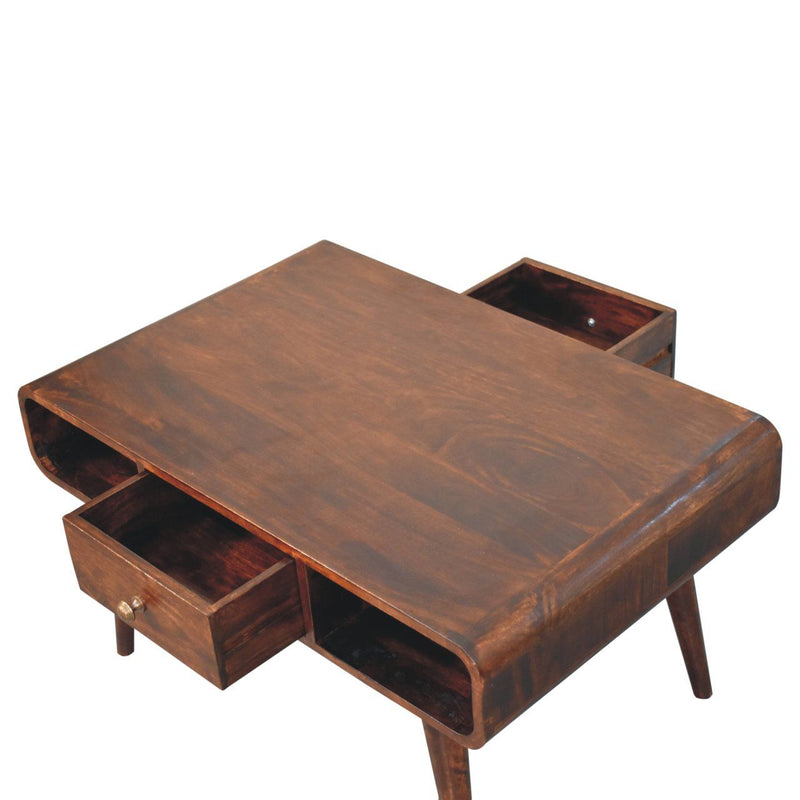 Solid Wood Curved Coffee Table - R&R Furniture Gallery (Fountain Valley, CA)