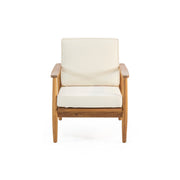 Outdoor acacia wood club arm chair by Noble House, featuring a stylish design and sturdy construction for outdoor seating.