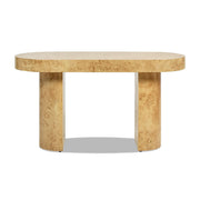 Jennifer Taylor Home Jesse single drawer oval computer desk with a smooth wood finish and modern design for workspace organization.
