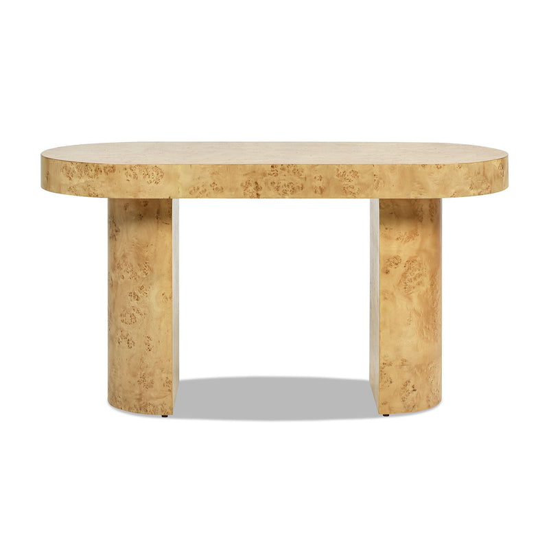Jennifer Taylor Home Jesse single drawer oval computer desk with a smooth wood finish and modern design for workspace organization.