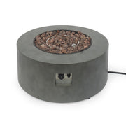 Round Noble House iron fire pit with a 40,000 BTU burner, featuring a sturdy metal design and a fire bowl for outdoor use.