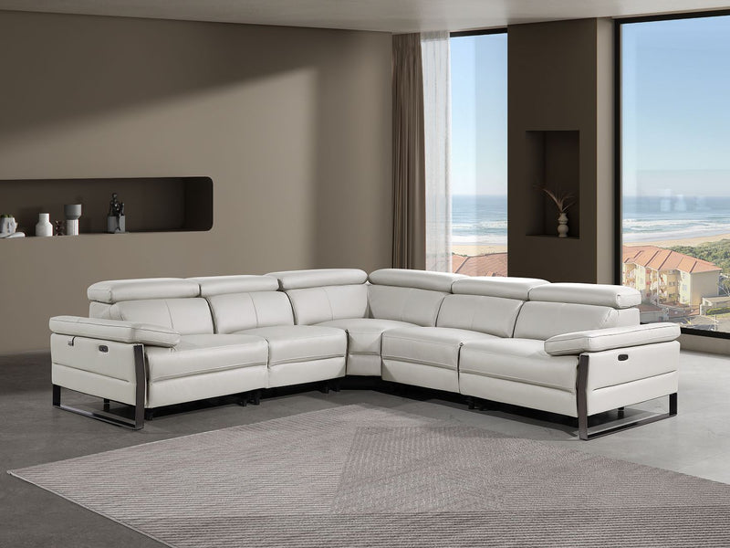 1246 - 5-Piece L-Shaped Modular Power Reclining Sectional With Power Headrests - R&R Furniture Gallery (Fountain Valley, CA)