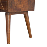 Inlay Geo Brass Bedside Table - Chestnut - R&R Furniture Gallery (Fountain Valley, CA)