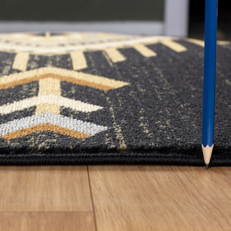 Tribes - 7'10" X 10'3" Southwest Area Rug - Black - R&R Furniture Gallery (Fountain Valley, CA)