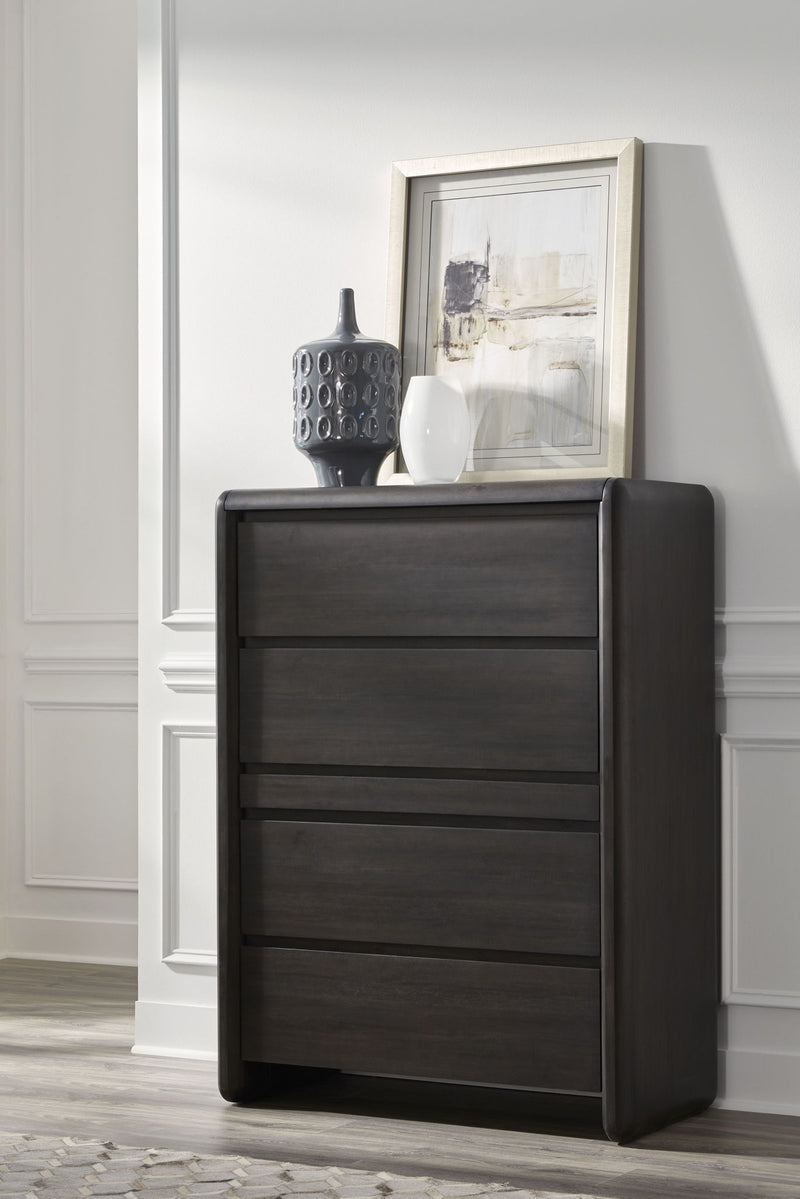 Xolani Five Drawer Acacia Wood Chest with Jewelry Tray in Jaguar