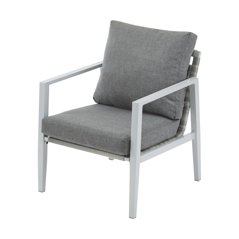Modern Noble House lounge arm chair with rope accents and plush cushions, showcasing stylish, contemporary seating for living spaces.