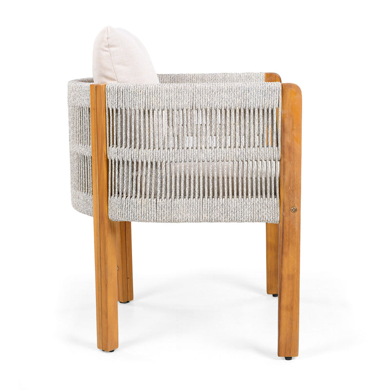 Outdoor Dining Chairs & Rope Handles (Set of 2) - Beige / Teak - R&R Furniture Gallery (Fountain Valley, CA)