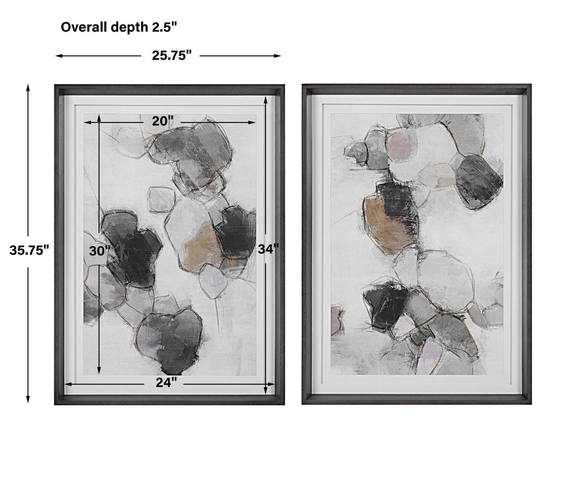 Plunging Pastels - Framed Prints (Set of 2) - Black / Brown / Gray