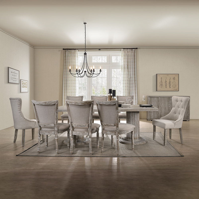 Gabrian - Side Chair (Set of 2) - Two-Tone Beige Fabric & Reclaimed Gray - R&R Furniture Gallery (Fountain Valley, CA)