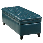 Noble House Juliana storage ottoman with beige fabric top and birch wood legs, providing stylish seating and hidden storage.