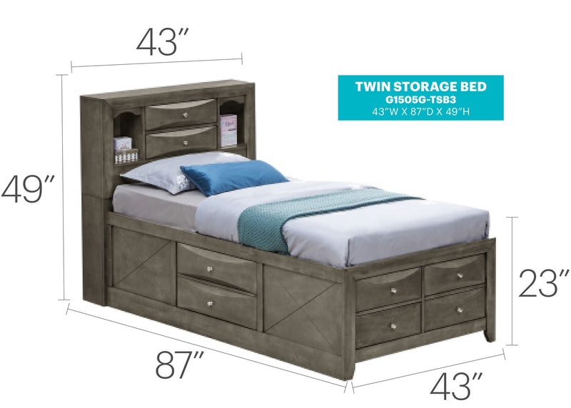 Modern Design Storage Bed With Bookcase Headboard - R&R Furniture Gallery (Fountain Valley, CA)