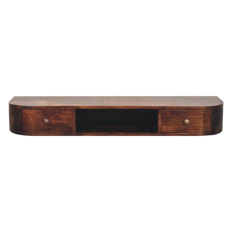 Lunar - Floating Console With 2 Drawer - Chestnut - R&R Furniture Gallery (Fountain Valley, CA)