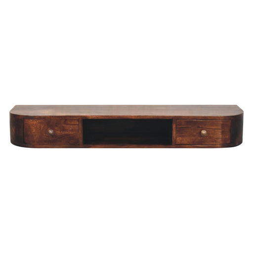 Lunar - Floating Console With 2 Drawer - Chestnut - R&R Furniture Gallery (Fountain Valley, CA)
