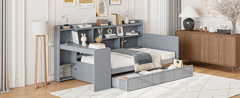 Daybed With 3 Drawers USB Ports And Desk - R&R Furniture Gallery (Fountain Valley, CA)
