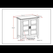 Simpli-Home Burlington handcrafted low storage accent cabinet with a natural wood finish and modern design.