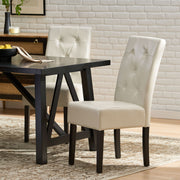 Carter - 5 Tuft Dining Chair With Button Tufted Backrest And Espresso Legs - Ivory - R&R Furniture Gallery (Fountain Valley, CA)