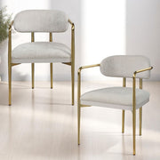 Zayn - Arm Chair (Set of 2) - Beige Chenille & Gold - R&R Furniture Gallery (Fountain Valley, CA)