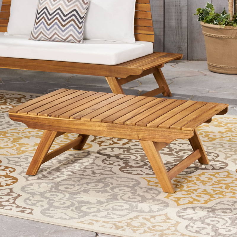 Outdoor Acacia Wood Coffee Table With Open Slat Design - R&R Furniture Gallery (Fountain Valley, CA)