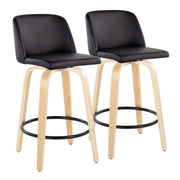 Toriano - Contemporary Modern Fixed Height Counter Stool Swivel With Round Footrest (Set of 2) - R&R Furniture Gallery (Fountain Valley, CA)