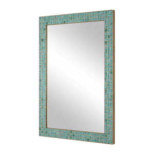 Coralie - Tile Mirror - Blue / Gold / Green
