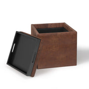 Rockwood - Upholstered Cube Storage Ottoman With Tray - R&R Furniture Gallery (Fountain Valley, CA)