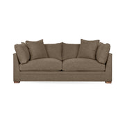 Classic Home Audrey stationary sofa with plush fabric, featuring a sleek design and comfortable cushioning in a cozy living room setting.