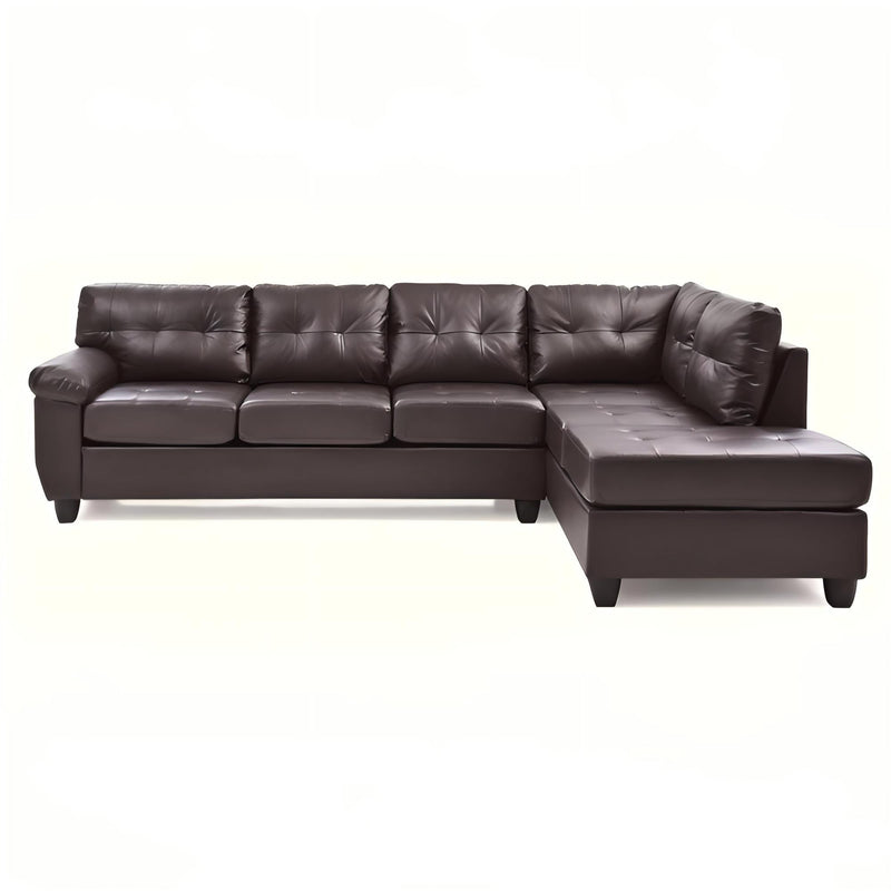 Glory Furniture Gallant stationary sectional sofa with plush cushions and modern design, shown in a cozy living room setting.