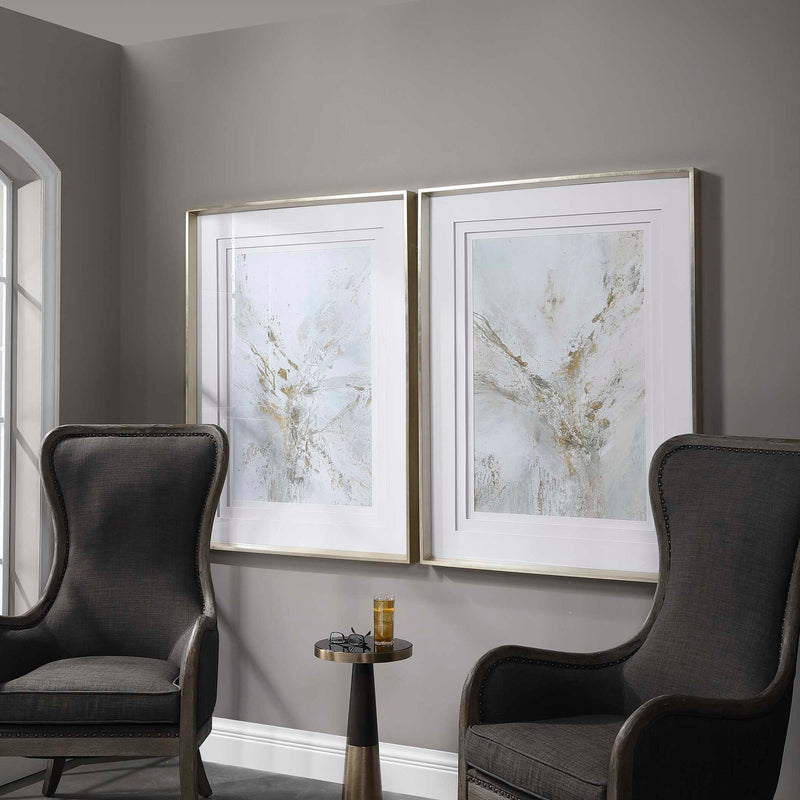Uttermost Ethos framed abstract print artwork with gold border, modern decorative wall art for contemporary interior design.