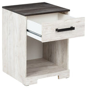 Shawburn - One Drawer Night Stand - Open Cubby - White / Black / Gray - R&R Furniture Gallery (Fountain Valley, CA)