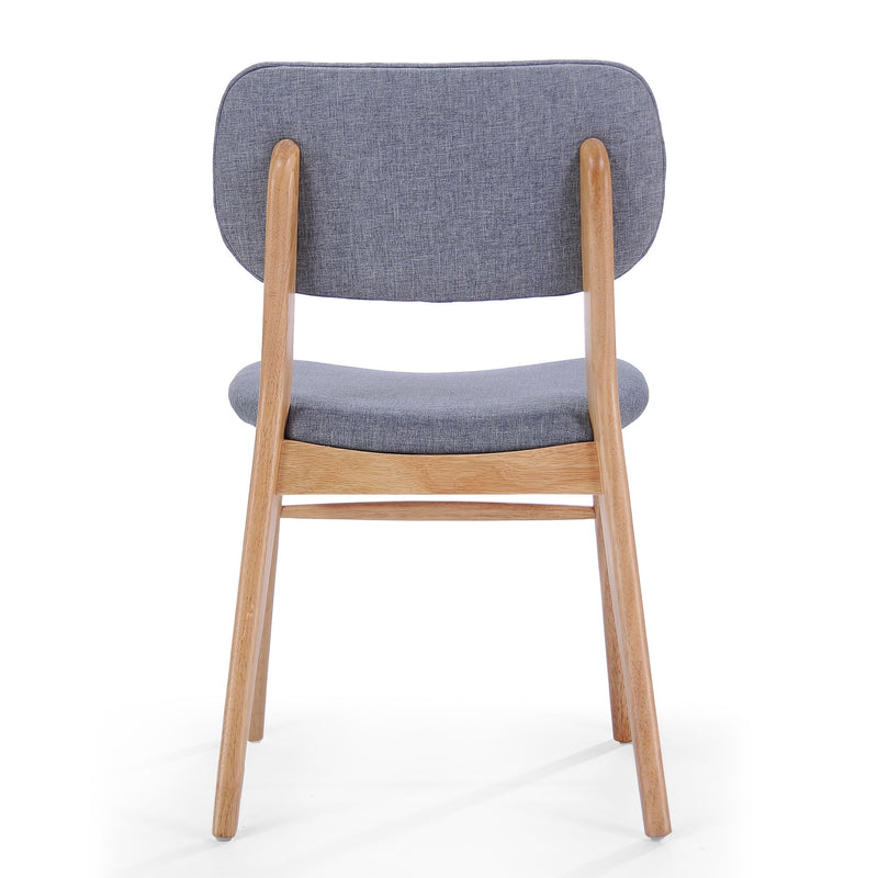 Set of two Noble House Voyager upholstered accent chairs with splayed legs and wood frames, featuring plush fabric and modern design.