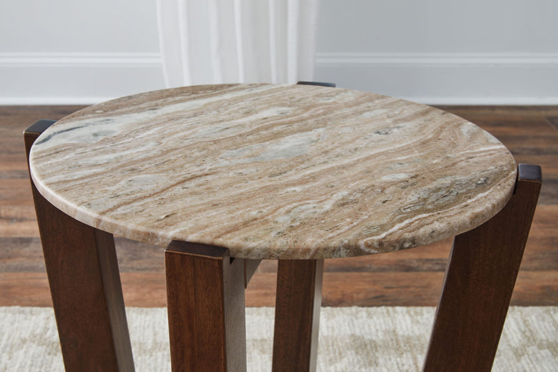 Tanidore - Round End Table - Warm Brown - R&R Furniture Gallery (Fountain Valley, CA)